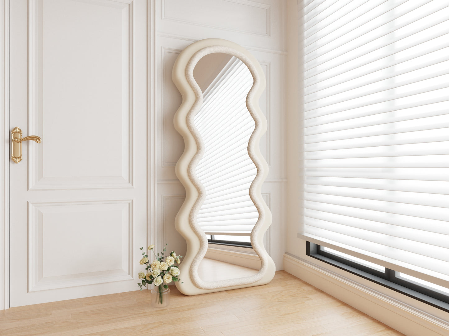 Full Length Wave white Fabric Mirror