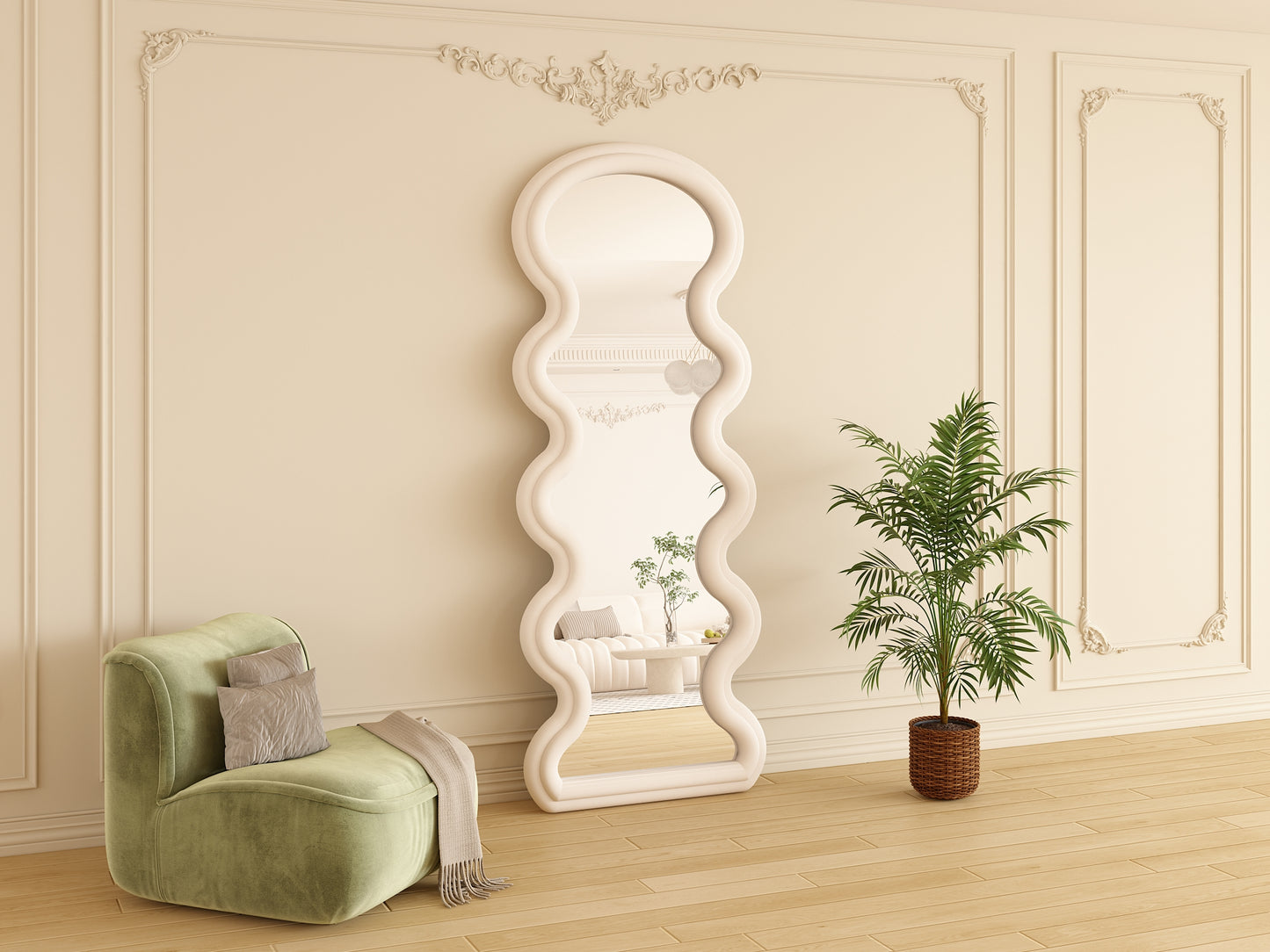 Full Length Wave white Fabric Mirror