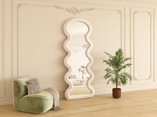 Full Length Wave white Fabric Mirror